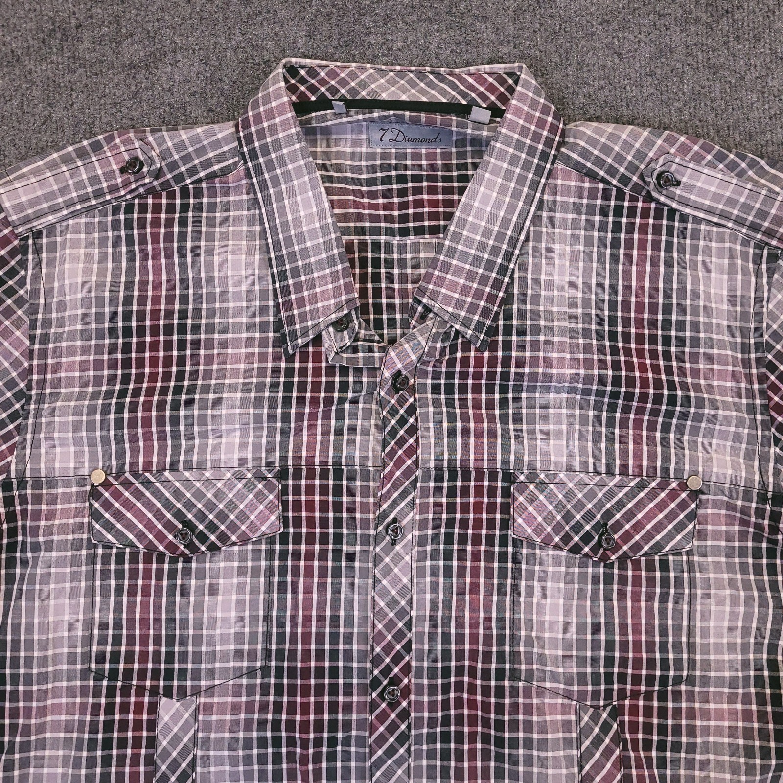 7D 7Diamonds Mens 3XL Button Up Small Window Dual Pocket Cotton