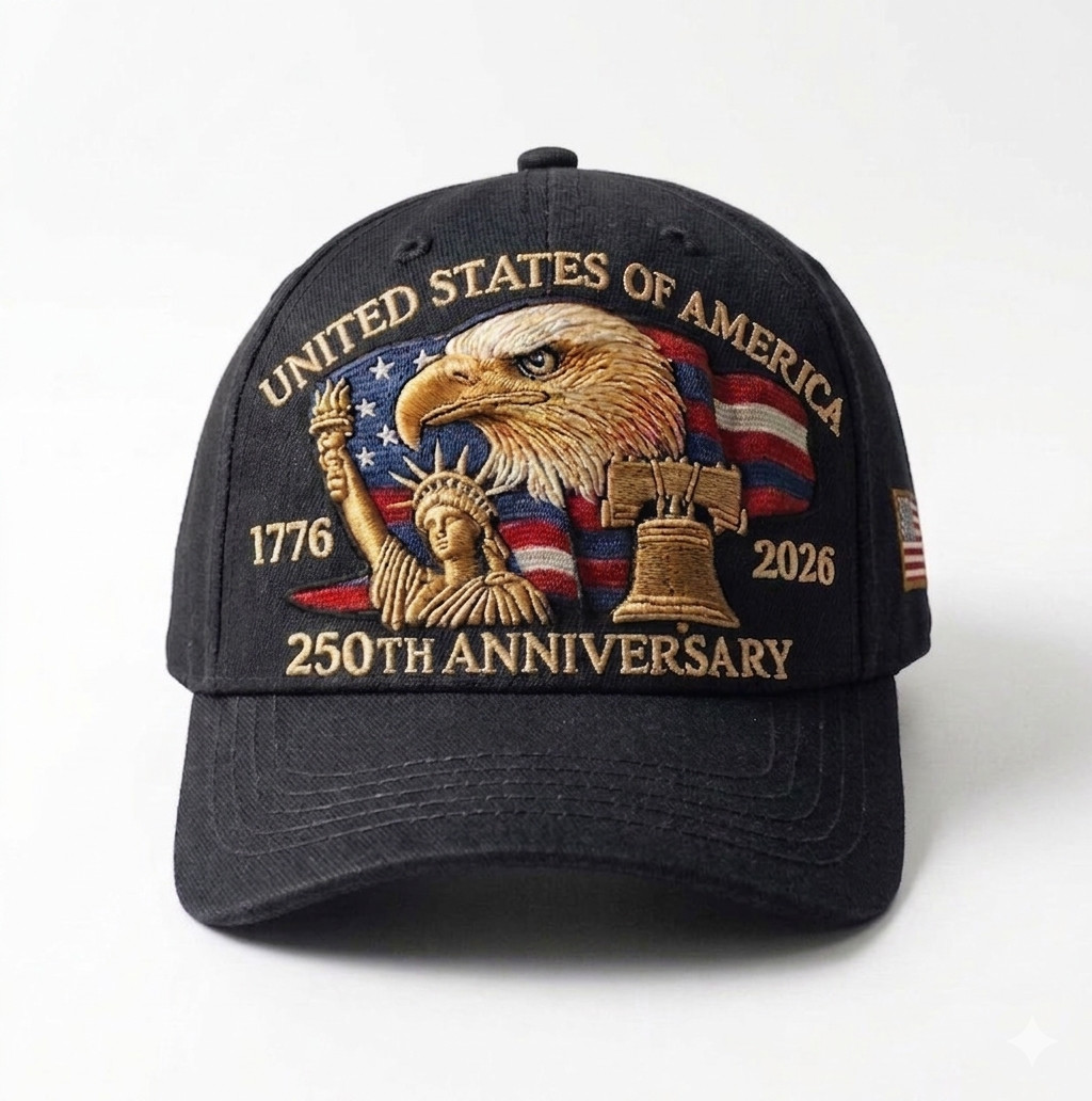 July 4th USA 250th Anniversary Cap Patriotic Veteran Gift Embroidered Adjustable