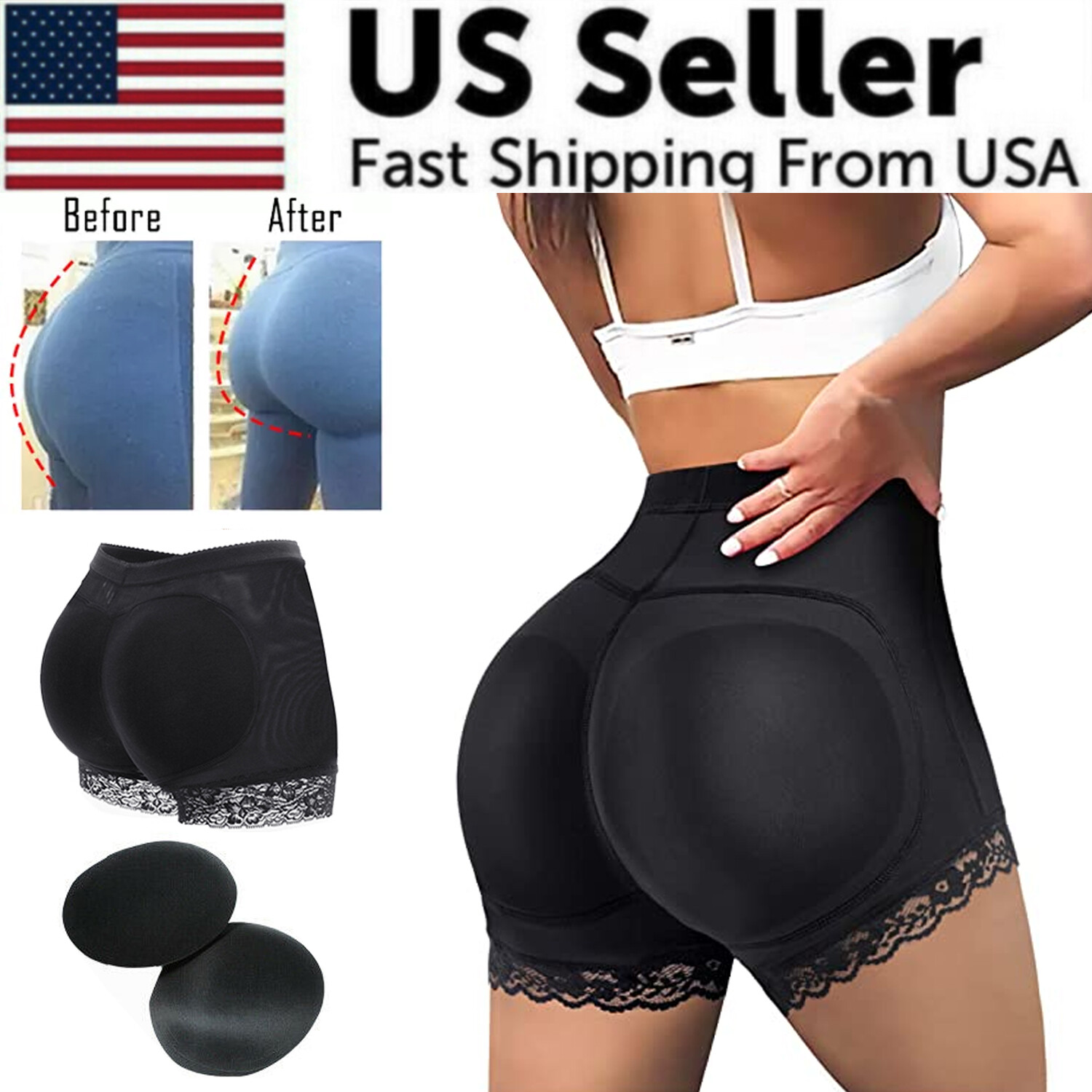 Booty Shaper Padded Underwear Panty Women’s FAKE ASS Butt Lifter & Hip Enhancer