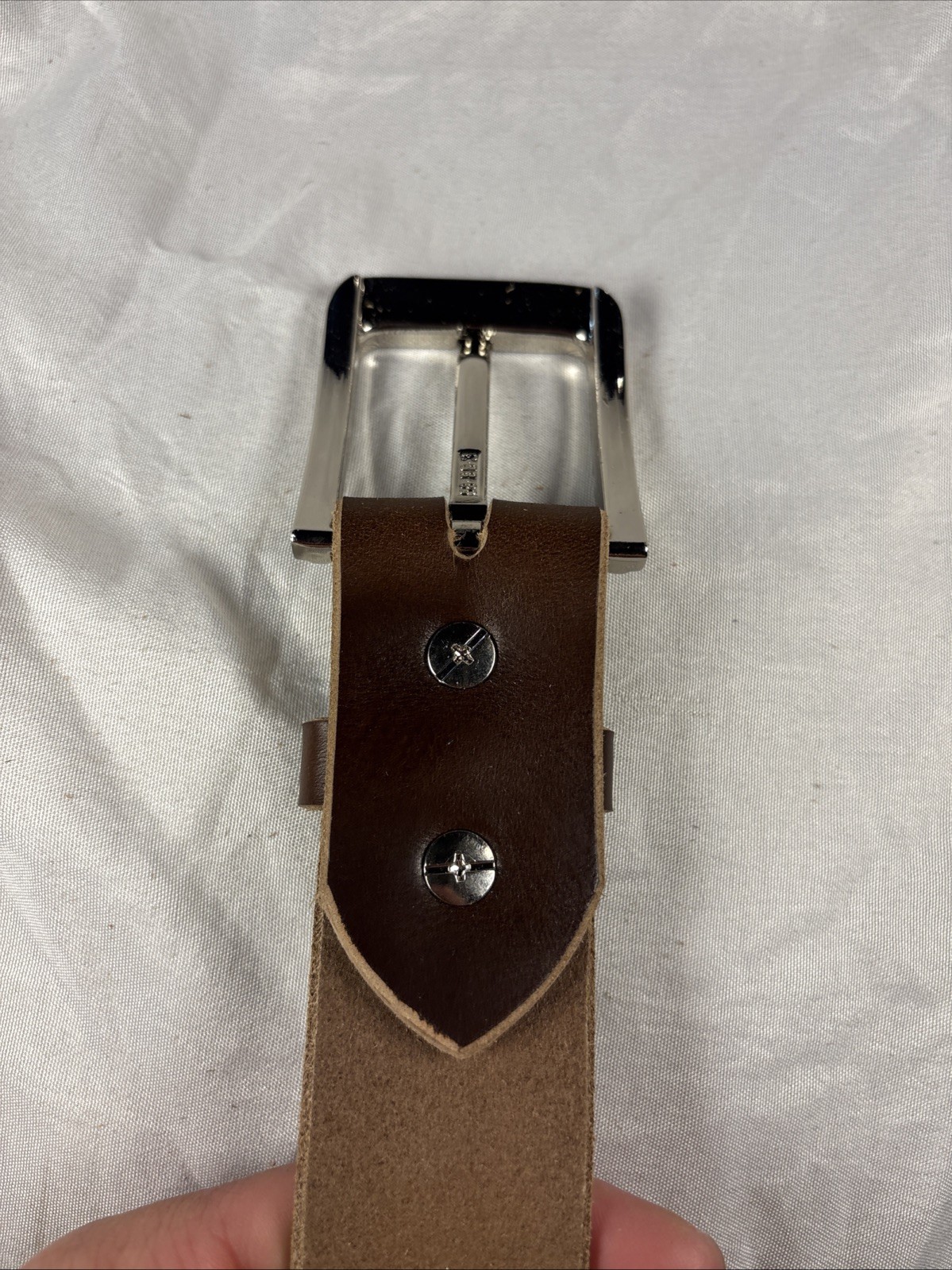 Natural Horween Chromexcel Handmade Leather Belt 1.5 Inch Raw Edge Silver Buckle