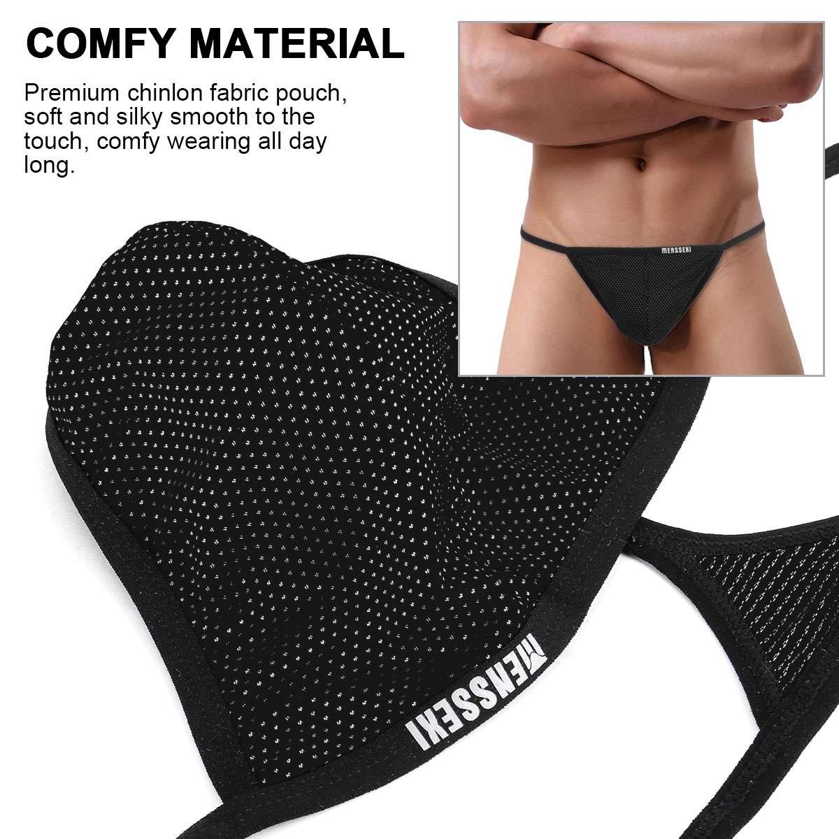 1-3PCS Mens Sexy T-Back G-string Thong Bikini Underwear Mesh Sheer Pouch Thongs