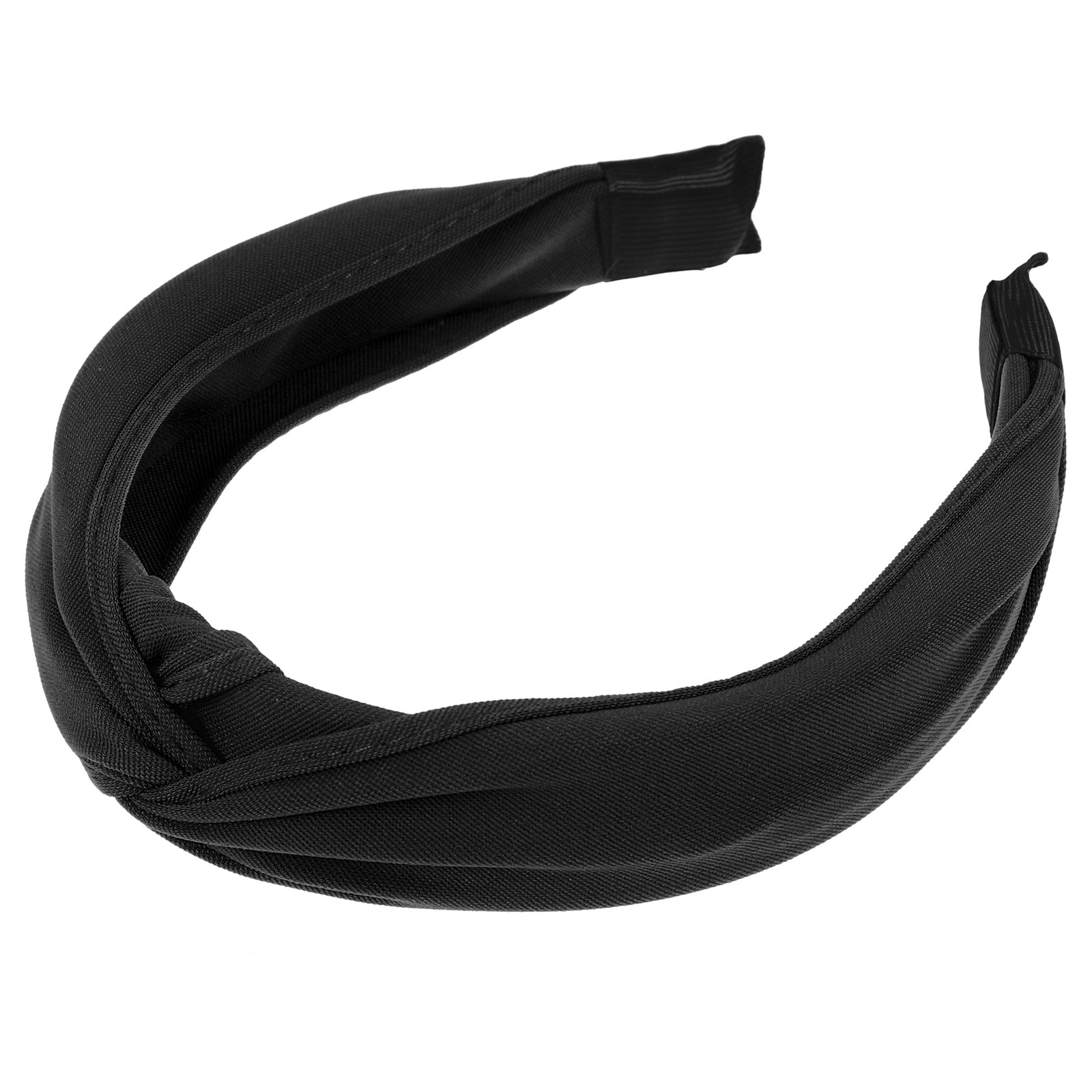 1Pcs Satin Knotted Headband Knot Cross Hairband for Women Black 1.2″ Wide