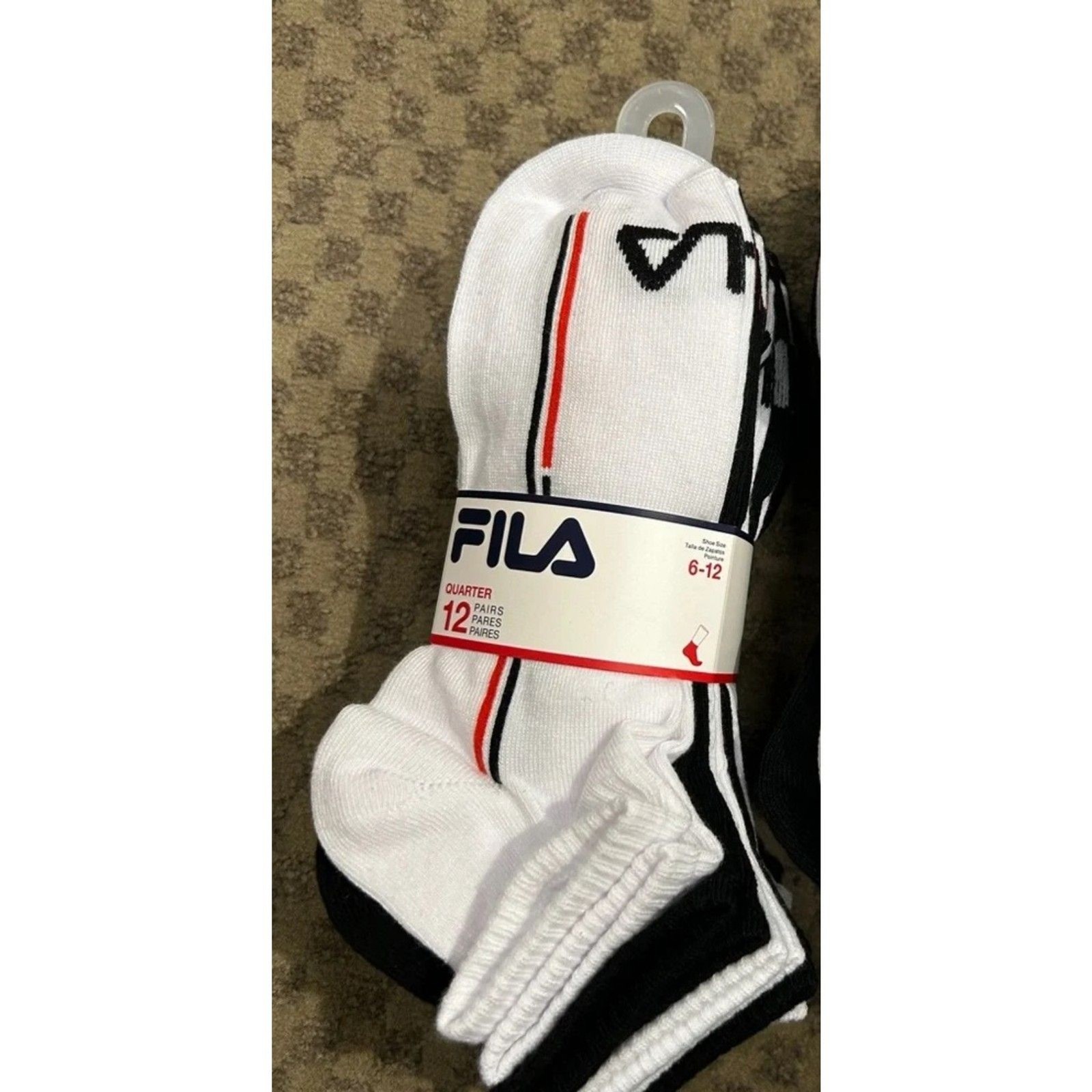 NWT – Fila Men’s Quarter Style Socks – 12 Pack – Athletic Socks Size 6-12 Foot