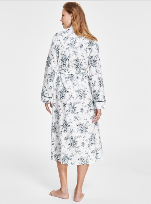 Charter Club Women’s Long Floral-Print Flannel Robe
