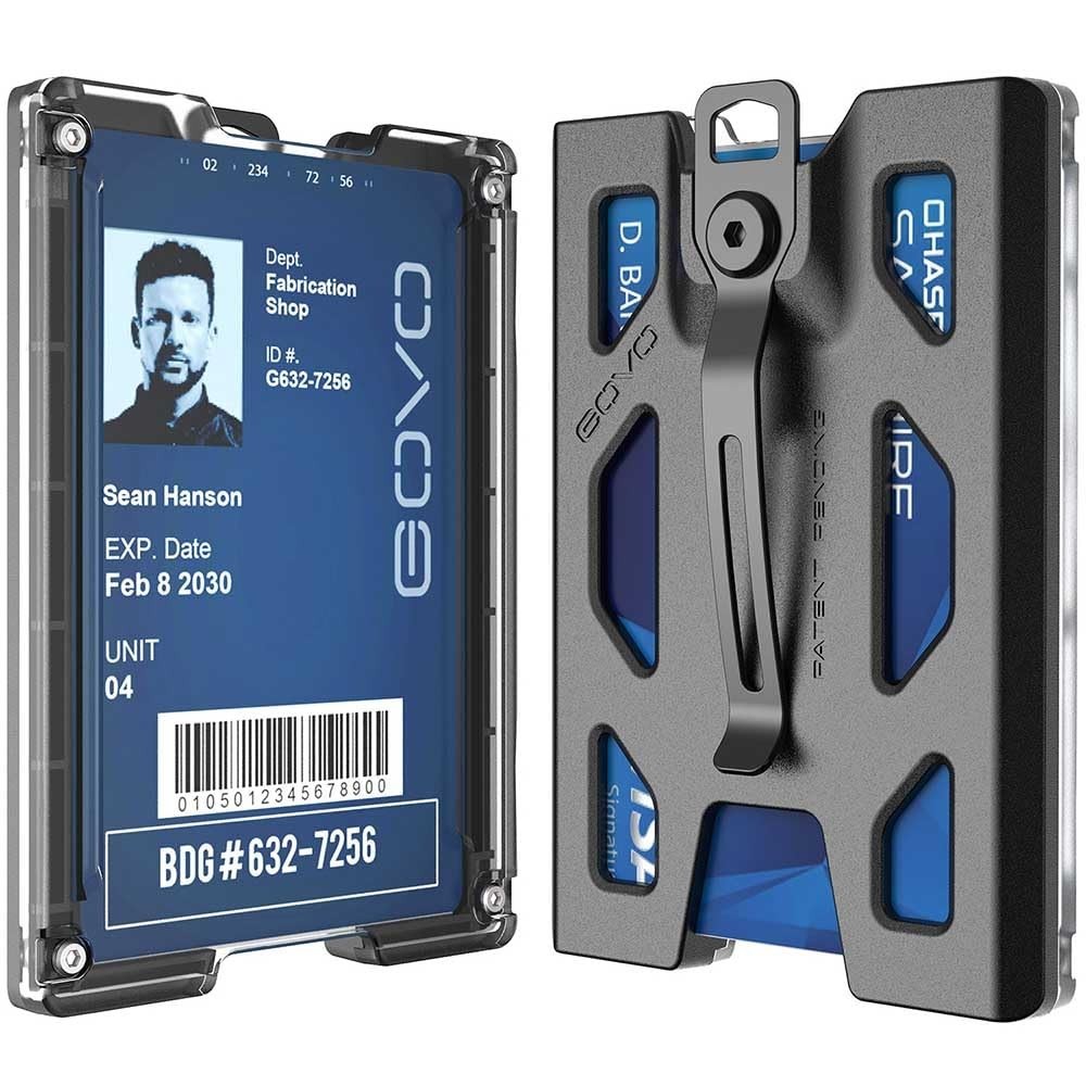 Durable Polycarbonate Badge Holder Wallet with Metal Clip – 4 Card Slots, Black