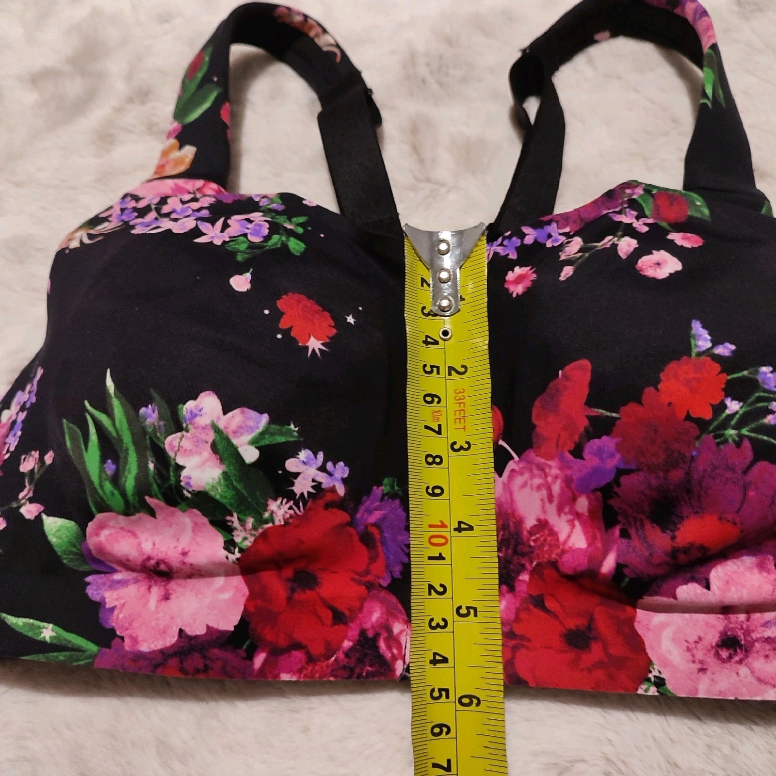 Victoria’s Secret On Point High Support Sports Bra 34D Floral Zip Front NWT