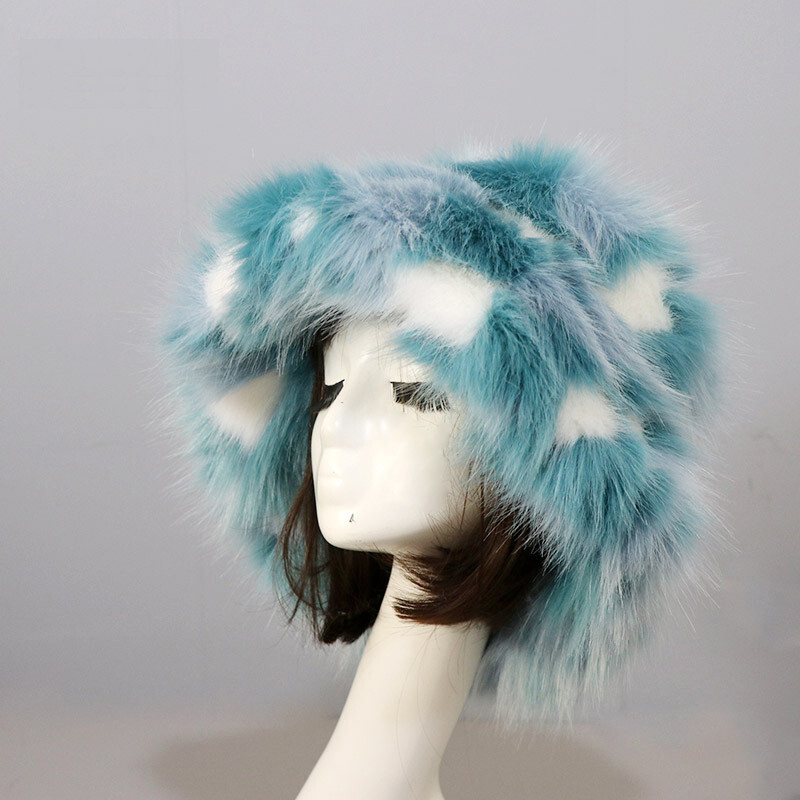 Women’s Fuzzy Bucket Hat Winter Fluffy Furry Plush Faux Fur Hats Fisherman Cap