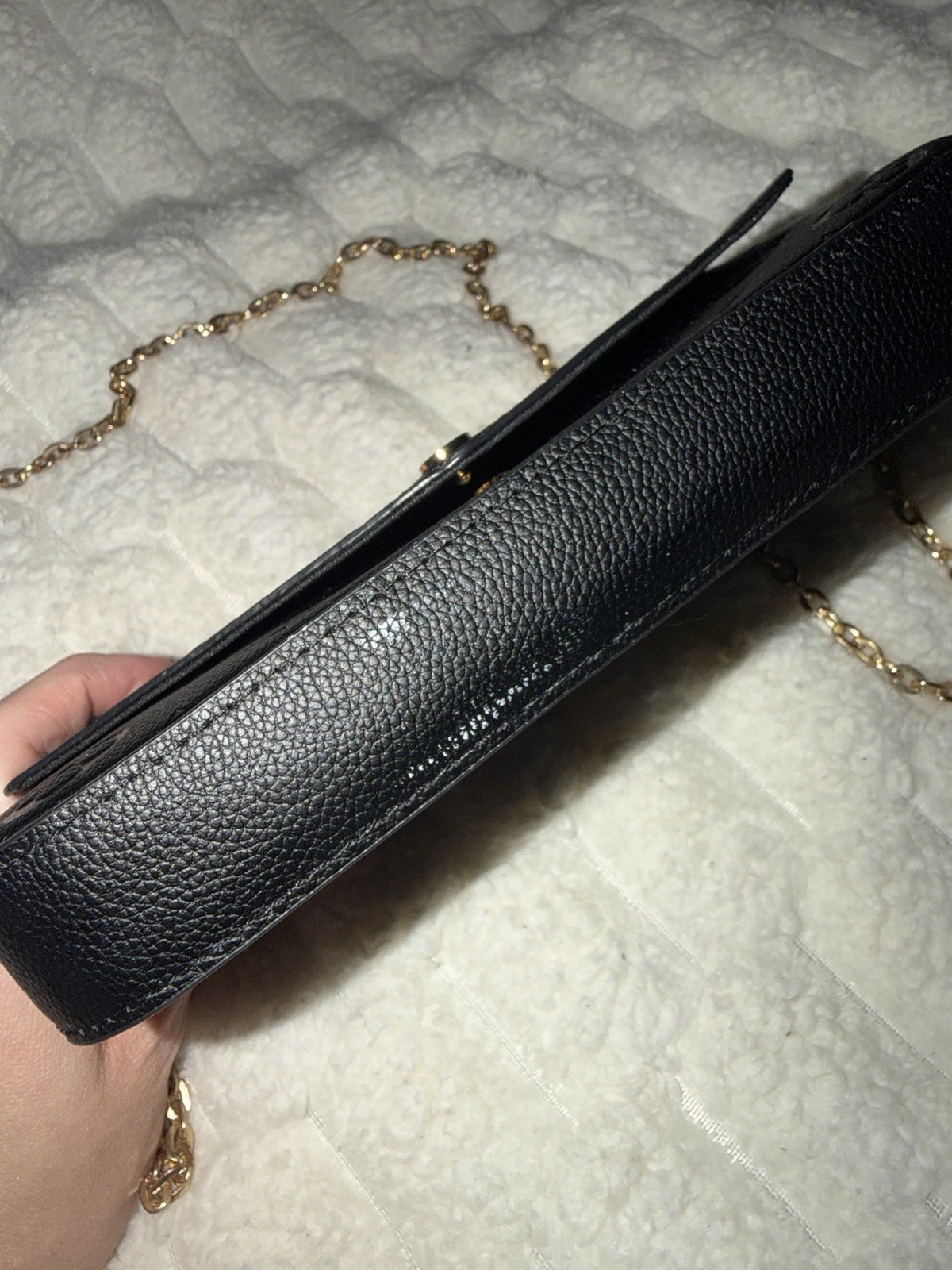 Louis Vuitton Black Embossed Monogram Small Chain Strap Crossbody Snap,has marks