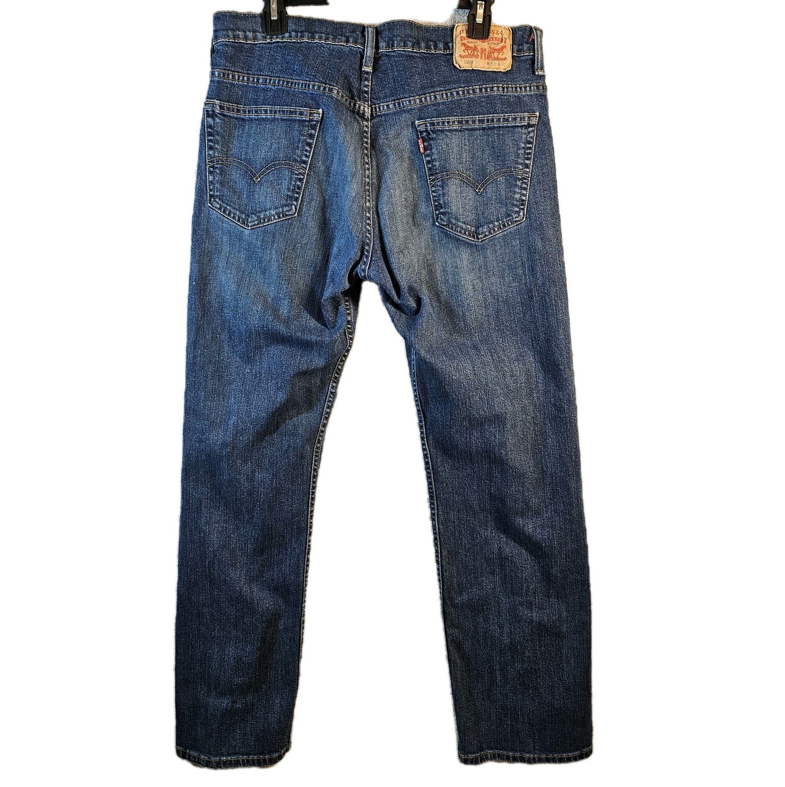 Levi’s 569 Loose Straight Fit Jeans Blue Denim Meas. 35×30 (Tagged as 32×32)