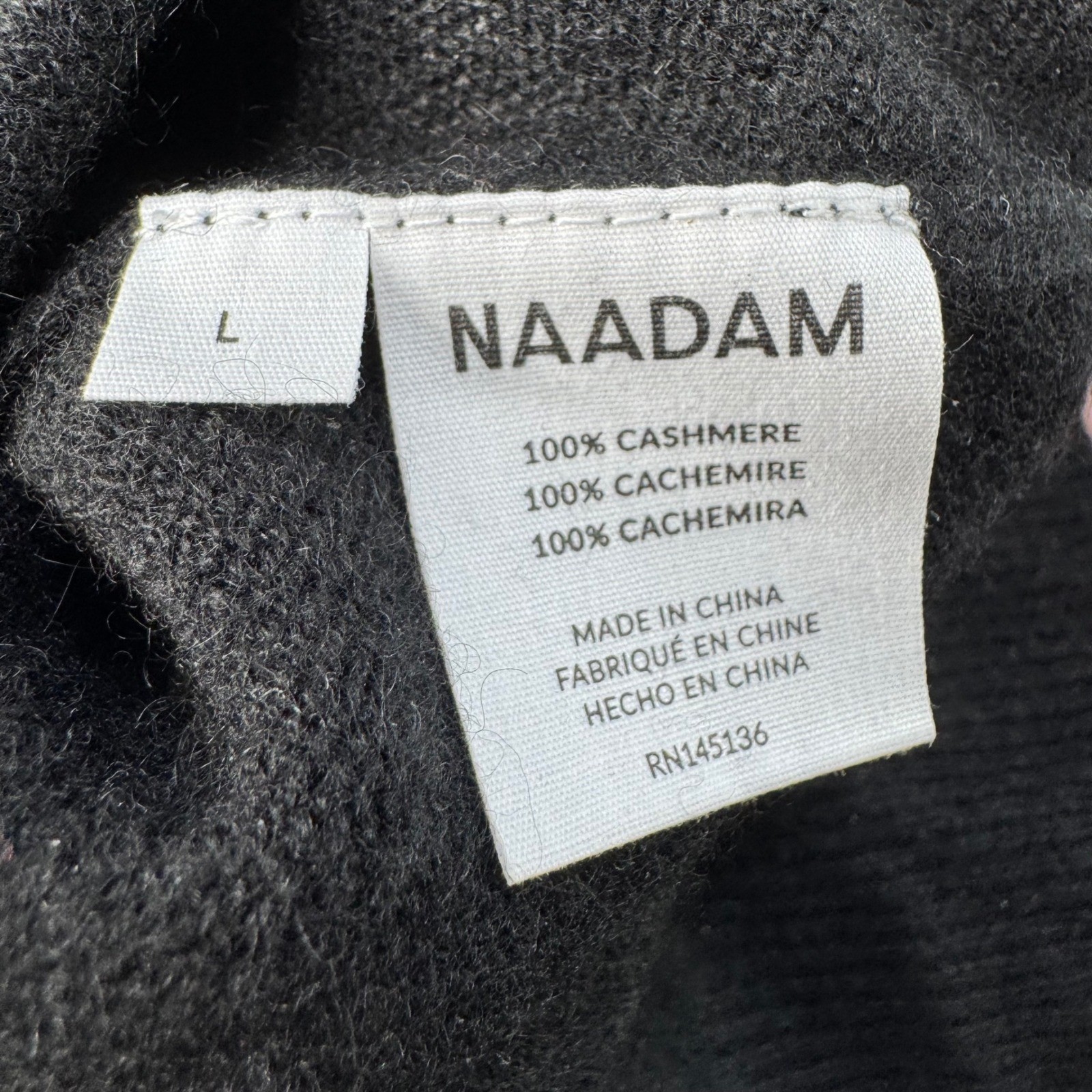 Naadam Cashmere Sweater Womens Large Black Long Sleeve Crew Neck Quiet Luxury
