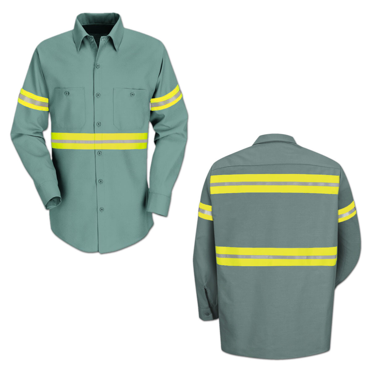 Red Kap Enhanced Visibility Hi Vis Reflective Work Towing Uniform Shirts LS