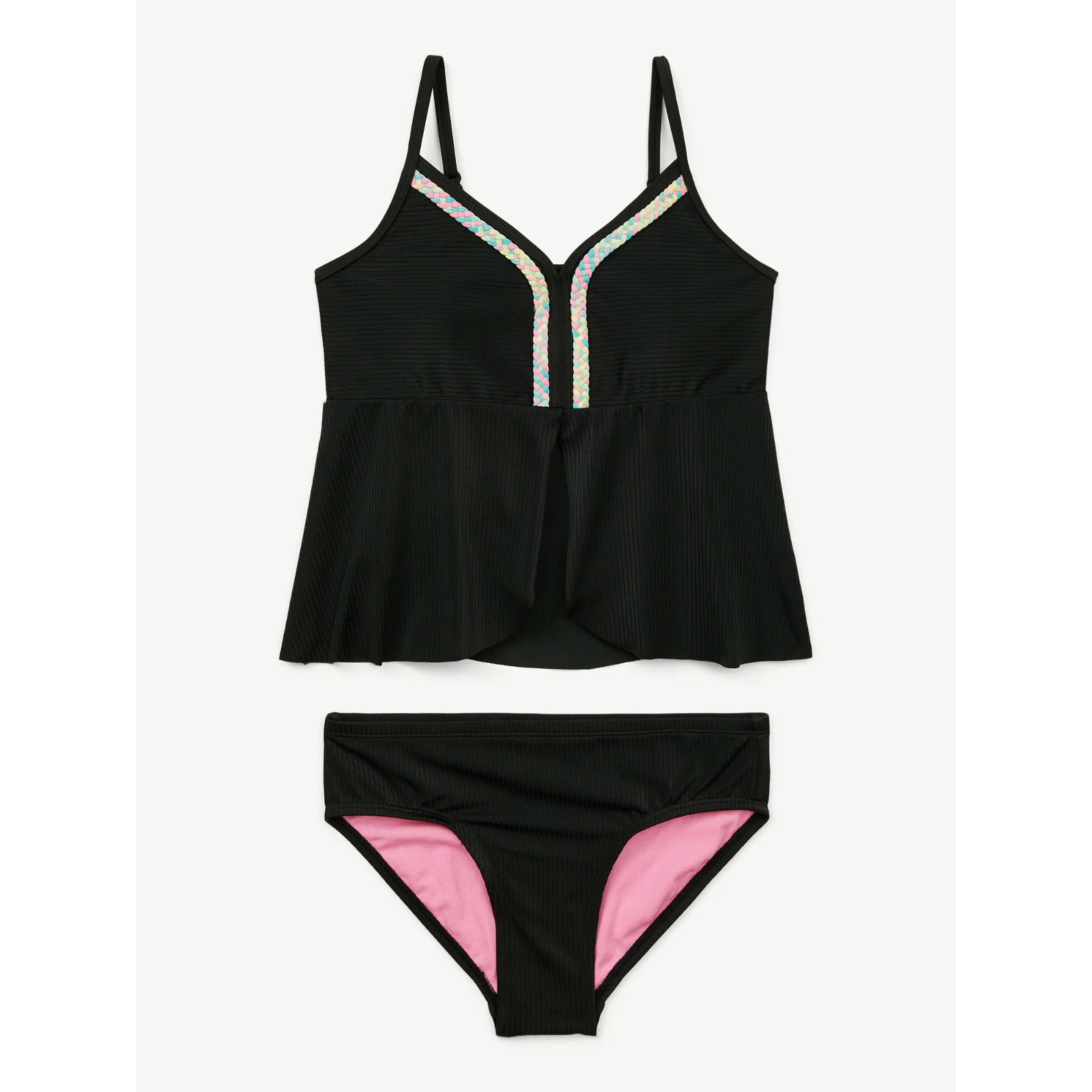 Justice Girls 2 piece Black Tankini Swimsuit Many size New