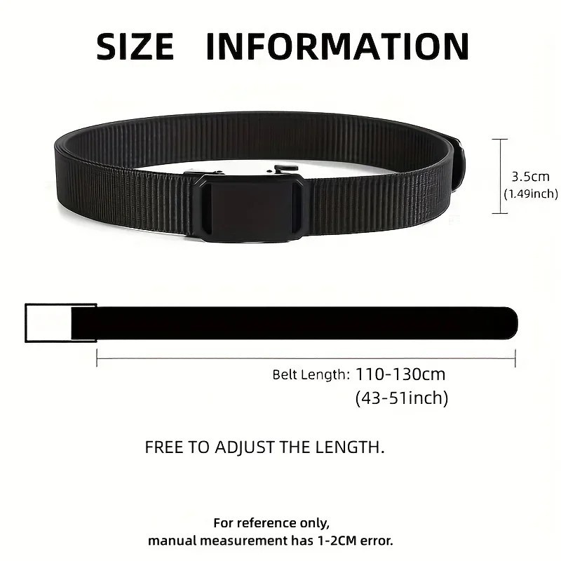 Mens Ratchet Belt Nylon Web Belts for with Automatic Slide Buckle Tactical Belt*