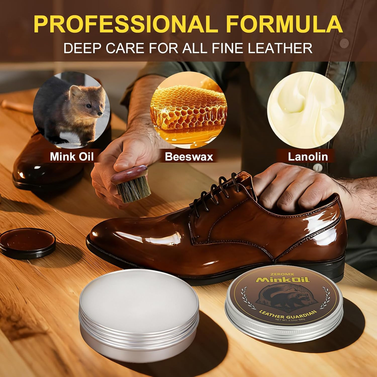 Leather Boot Care Kit – 5-In-1 Mink Oil Leather Conditioner Kit, 3.5Oz Mink Oil