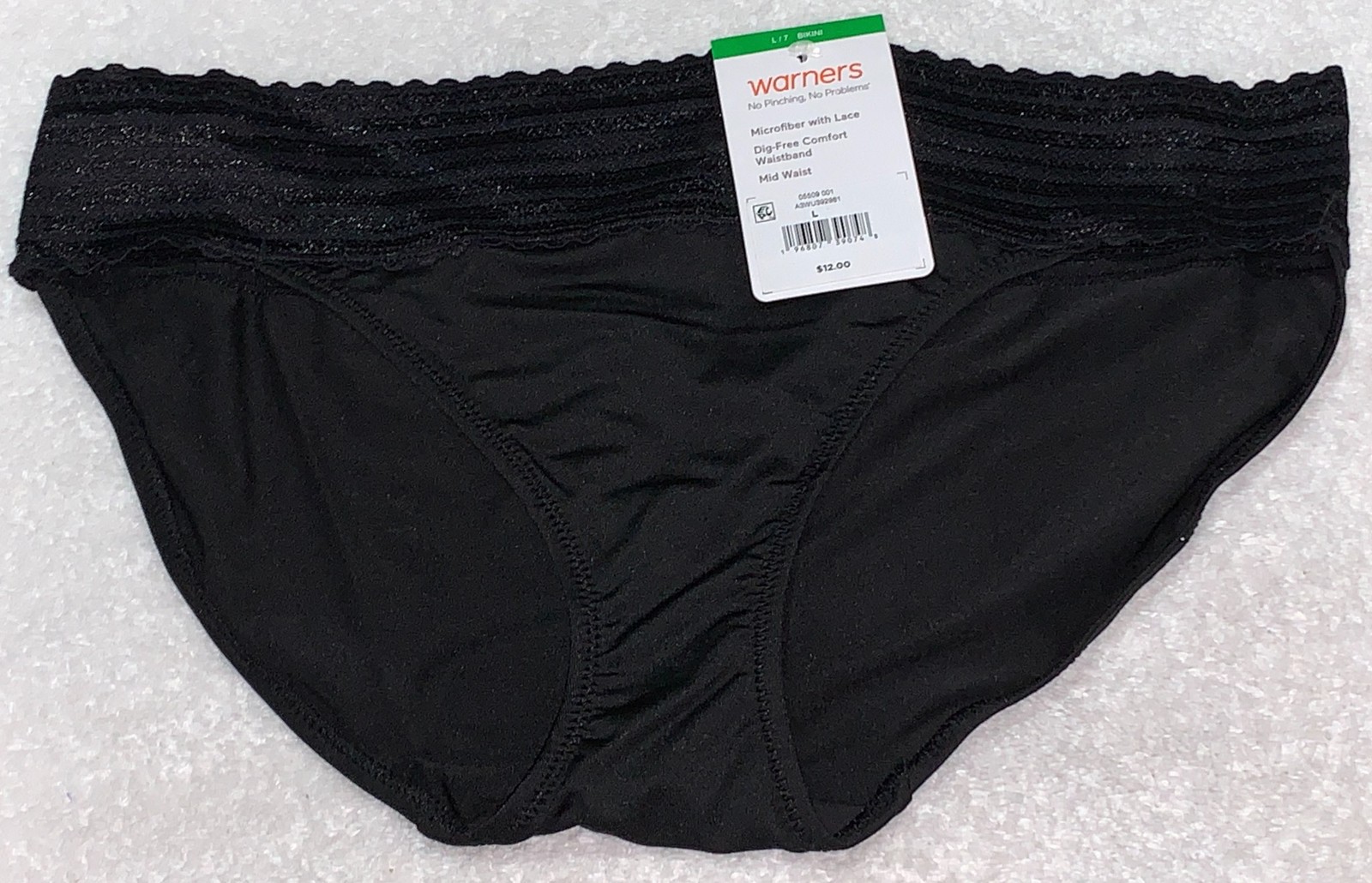 WARNERS No Pinching No Problems Lace Black Bikini Panty Womens S M L XL 2XL 3XL