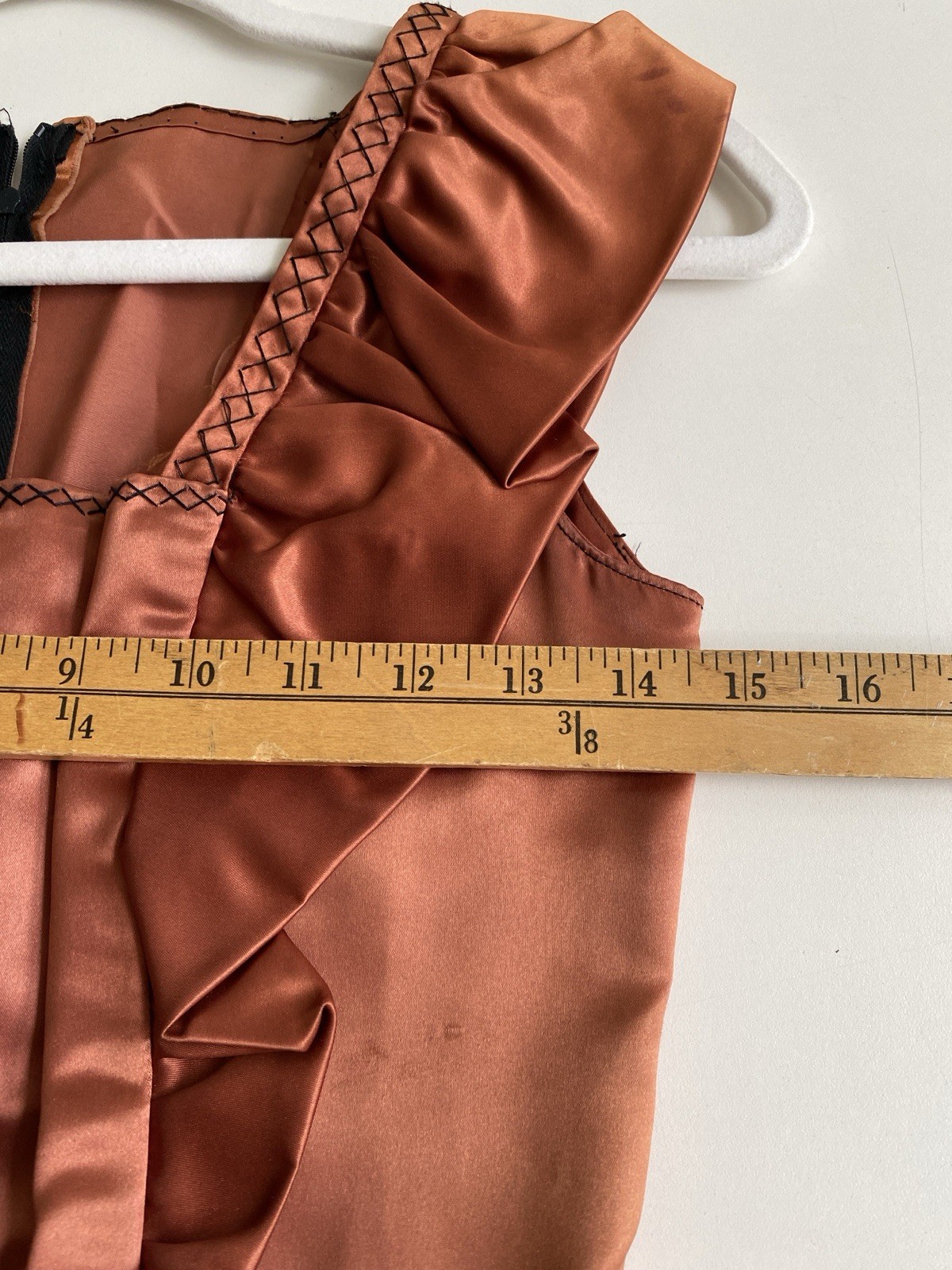 Vintage 40s 50s handmade S Heavy Satin long maxi dress Big Bow