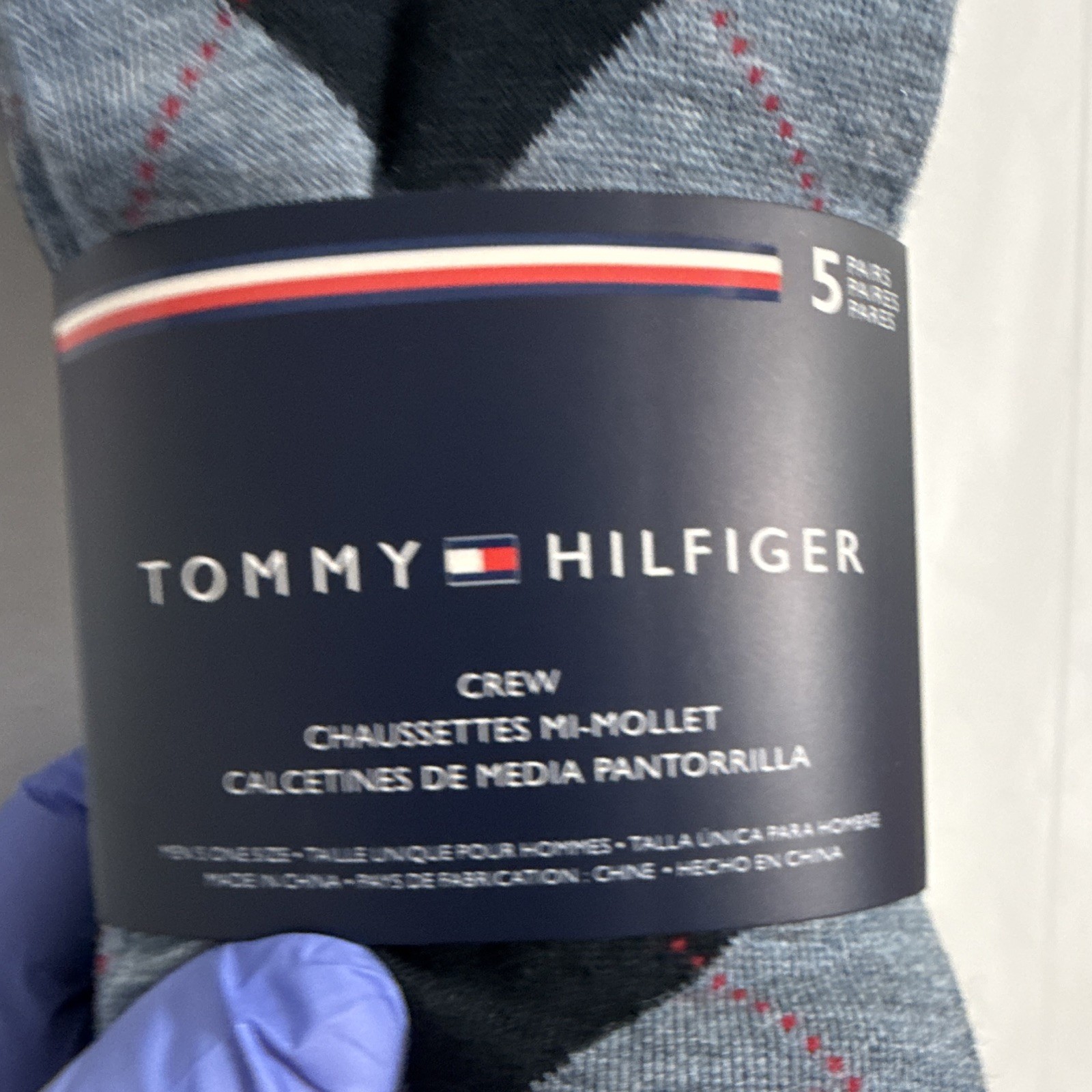 Tommy Hilfiger Men’s Argyle/Diamond Crew Socks 5 Pairs Size 10-13 Black/Gray