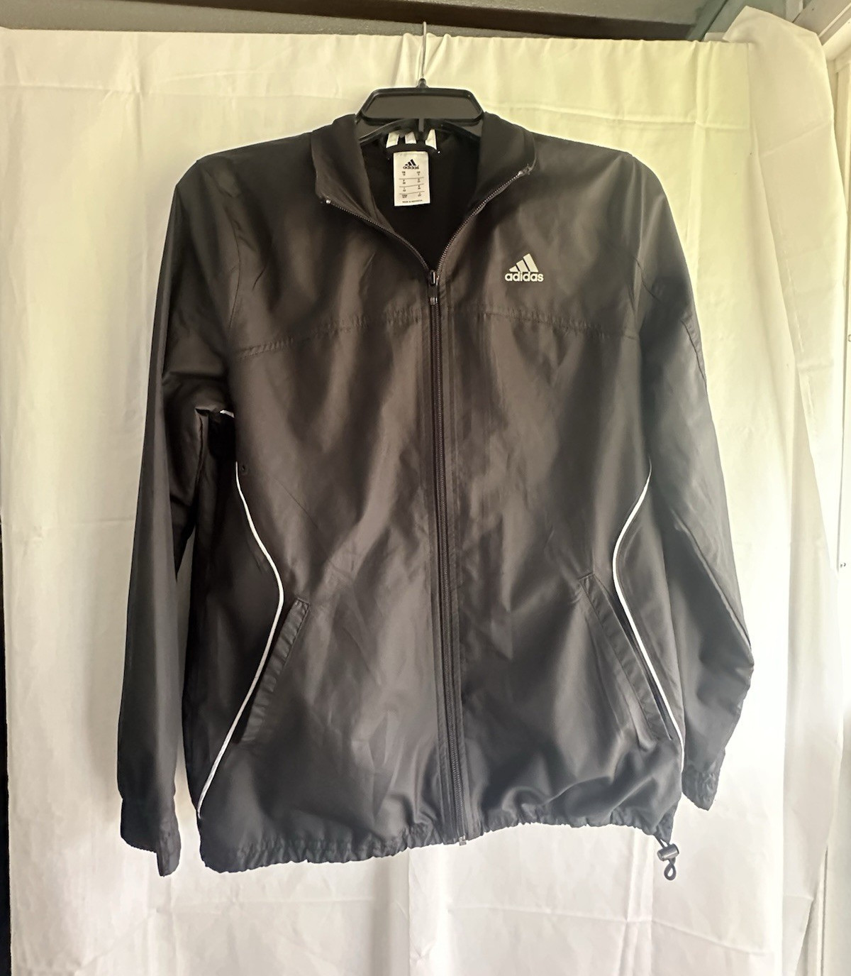 adidas Men’s Track Jacket Full-Zip Mesh Lined Pockets Black/White Size S