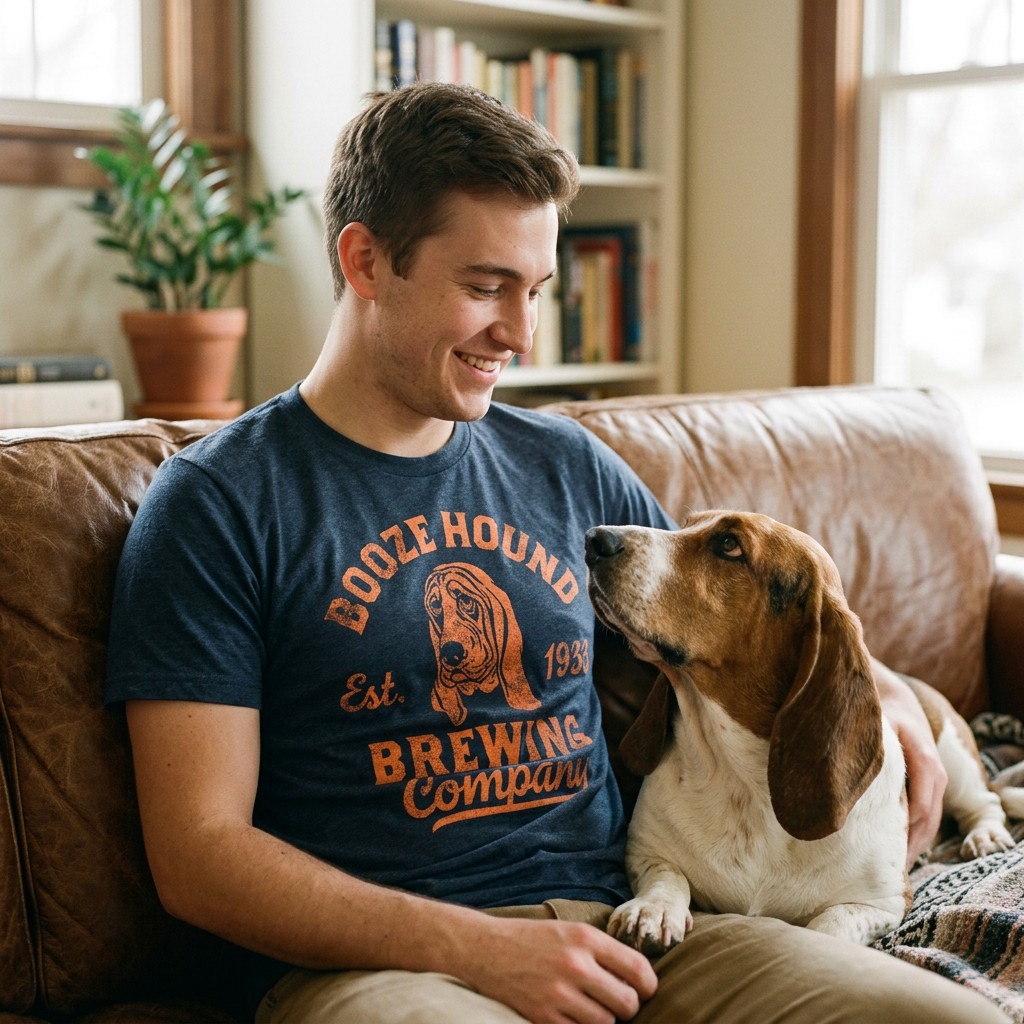 Mens Funny T Shirts Booze Hound Brewing Company Sarcastic Drinking Tee for Men