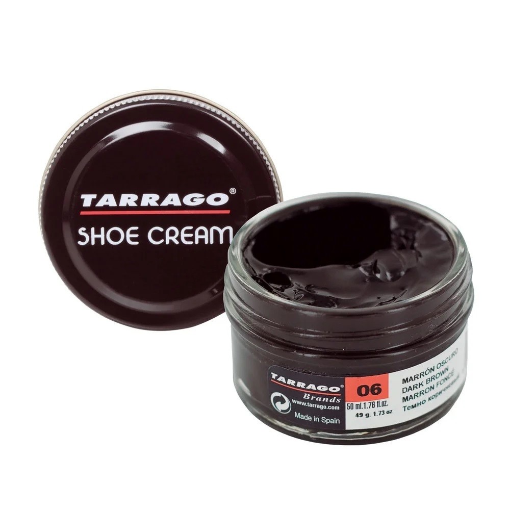 tarrago shoe cream, 6 Dark Brown, 1.7 ounce glass jar, leather care & shine