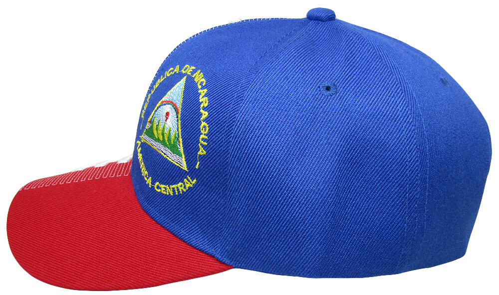 Nicaragua Royal Blue Red White Letter Crest Patch Side Embroidered Hat Cap