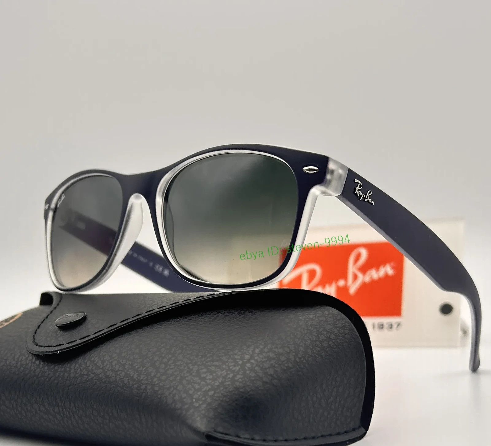 New Ray-Ban NEW Wayfarer Sunglasses RB2132 55mm Grey/Matte Blue UV400 Authenti