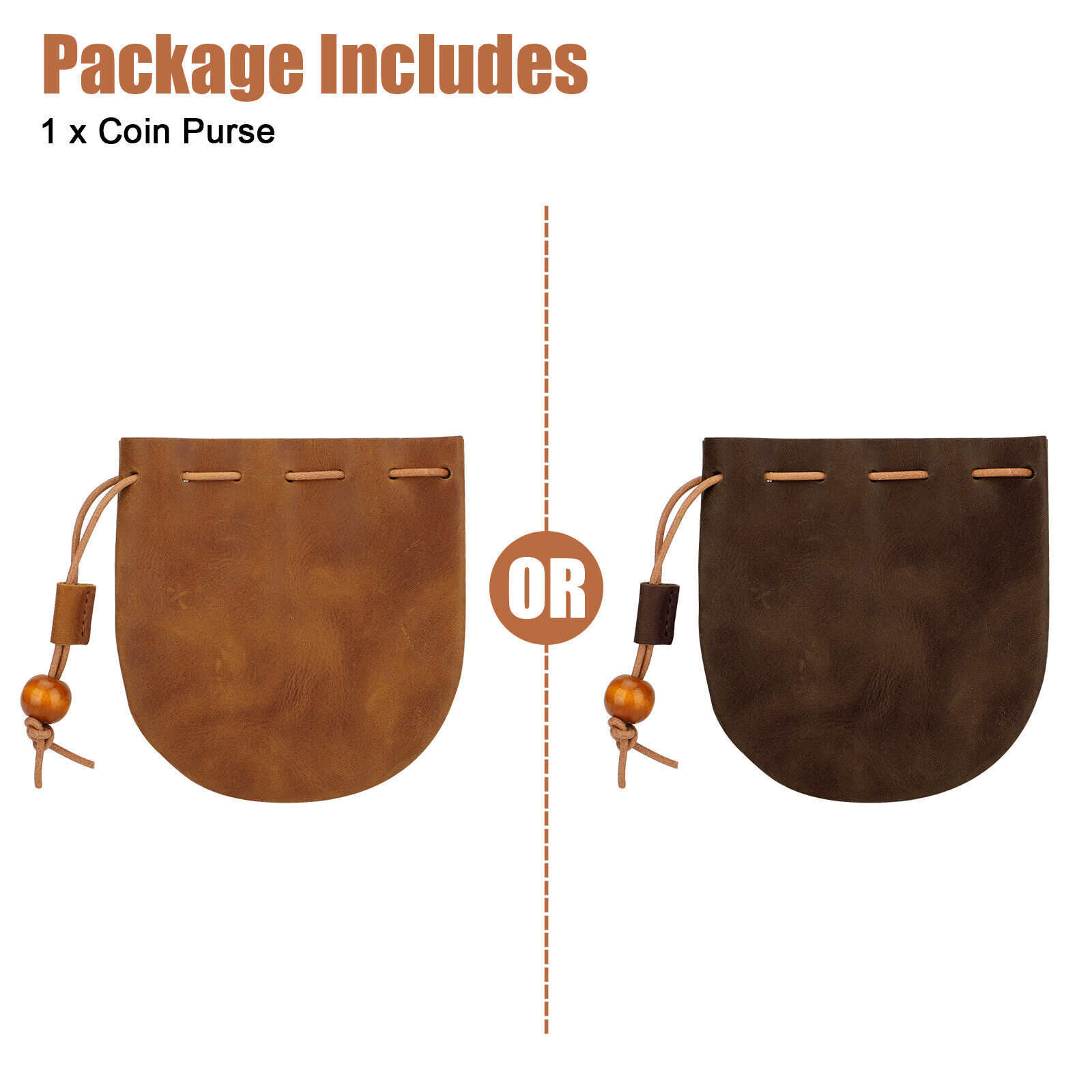 Leather Wallet Coin Pouch Case Drawstring String Bag Small Purse For Men Women