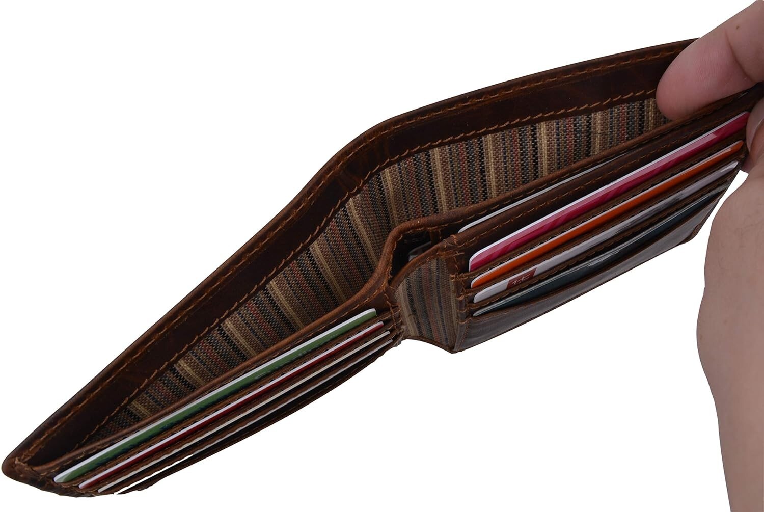 RFID Blocking Brown Vintage Leather Men’s Bifold Center Flap Wallet