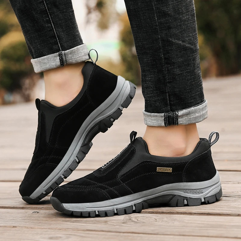 Men’s Slip-On Walking SneakersHiking Orthopedic Slip-On Wide Trail Shoes
