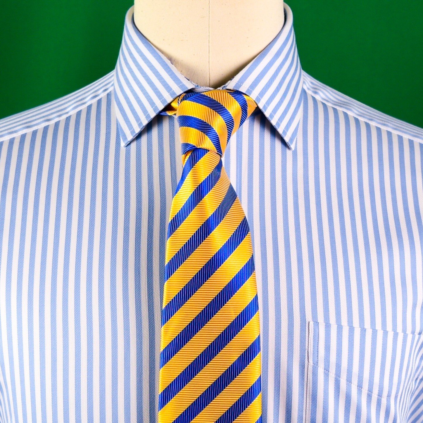 Mens Blue Formal & Business Dress Shirt Herringbone Twill Striped Floral Paisley