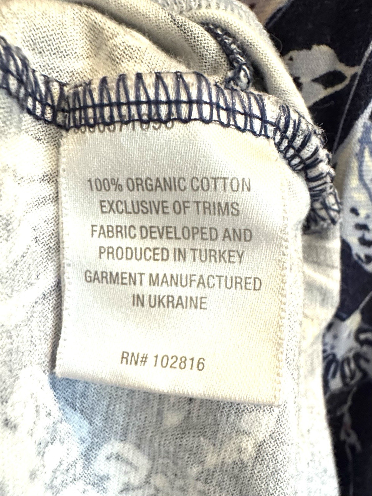 Garnet Hill Organic Cotton Floral Nightgown M Navy Faux Wrap Cap Sleeve