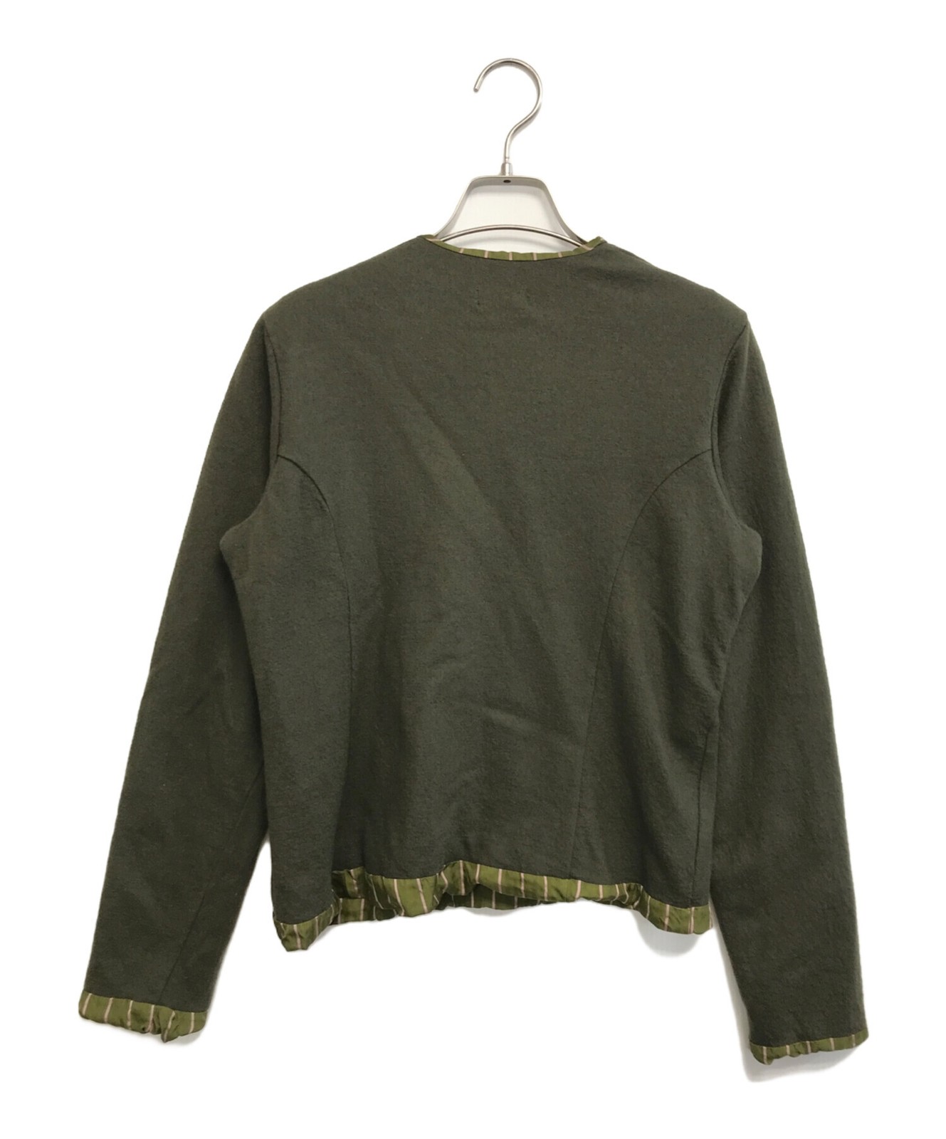 tricot COMME des GARCONS / Collarless Shrink Jacket/ Green/ Size: Not specified
