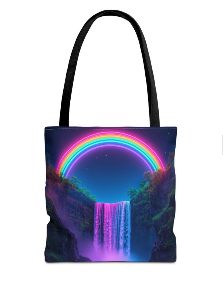 Tote Bag AOP Neon Rainbow And Waterfall
