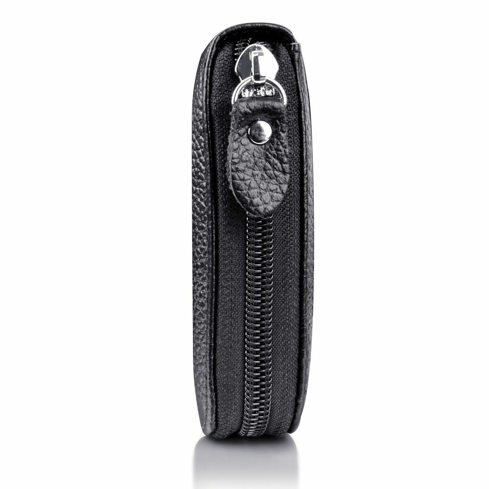 Men’s RFID Blocking Wallet Leather ID Window Card Holder with Zipper Coin Pocket