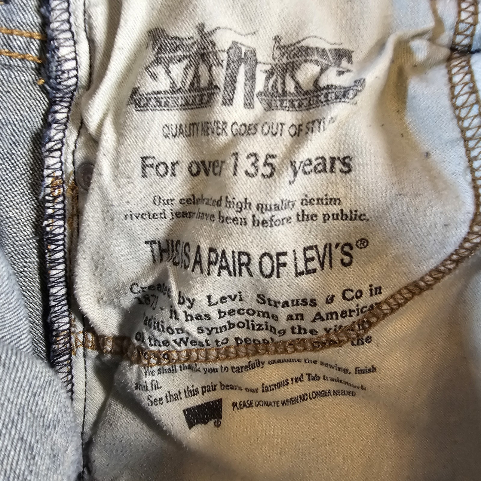 Levi’s 569 Loose Straight Fit Jeans Blue Denim Meas. 35×30 (Tagged as 32×32)