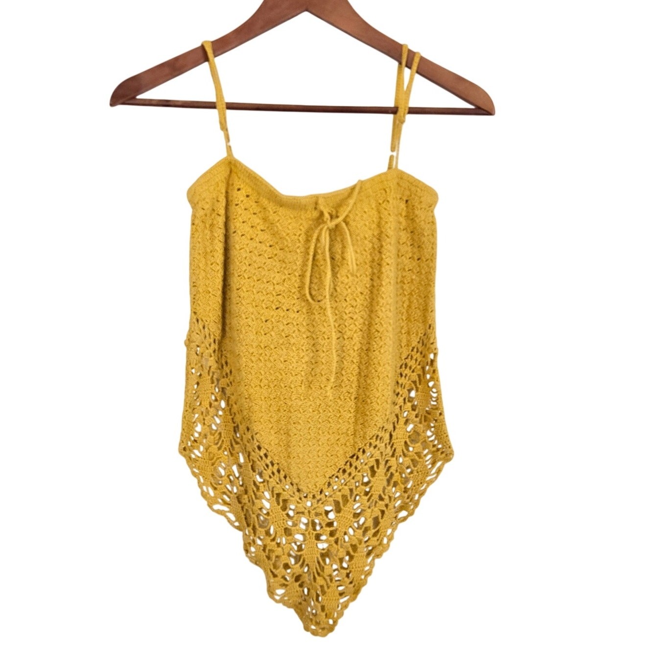 Boho Chic Asymmetrical Hem Crochet Camisole Top Festival Top 100% Cotton Size M