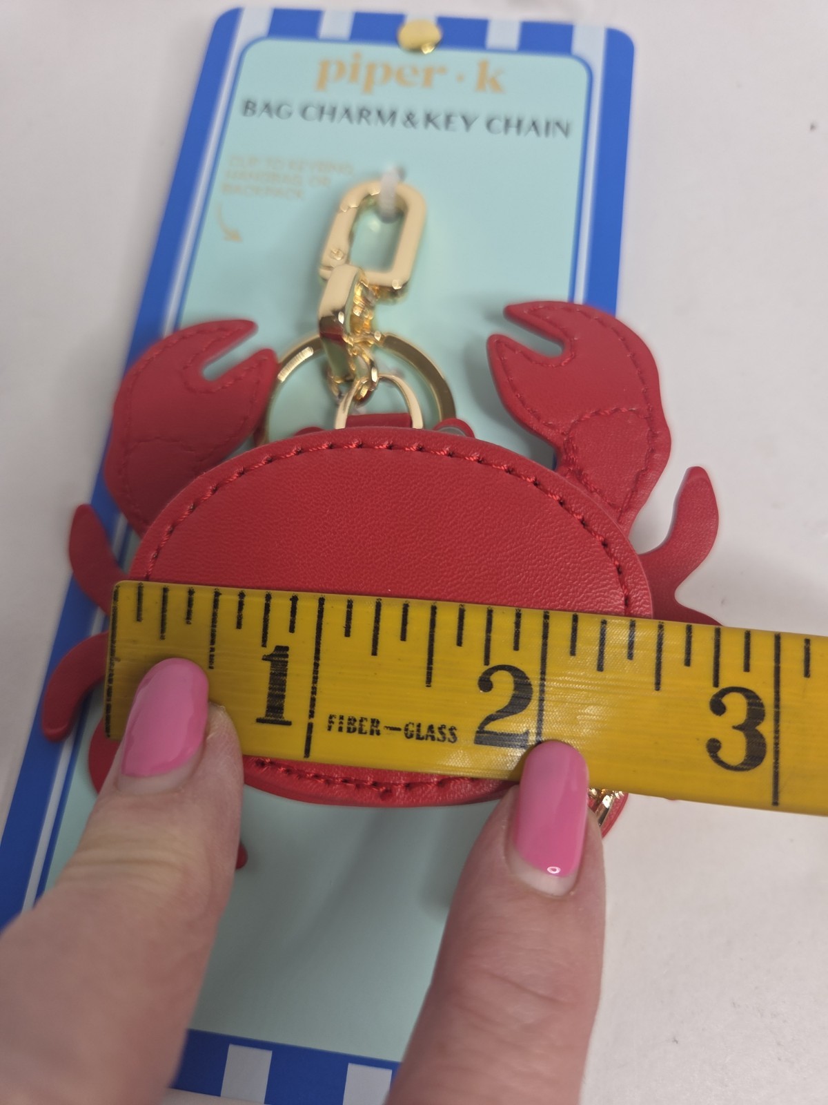 Piper K Red Crab Zip Coin Bag Charm & Key Chain NEW