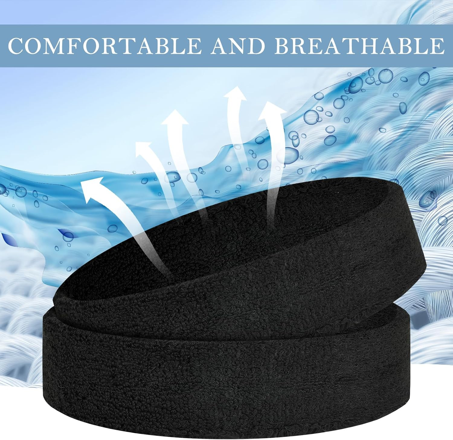 4 Pack Headbands for Men, Sweat Bands Headbands Men & Women, Cotton Terry Sweat