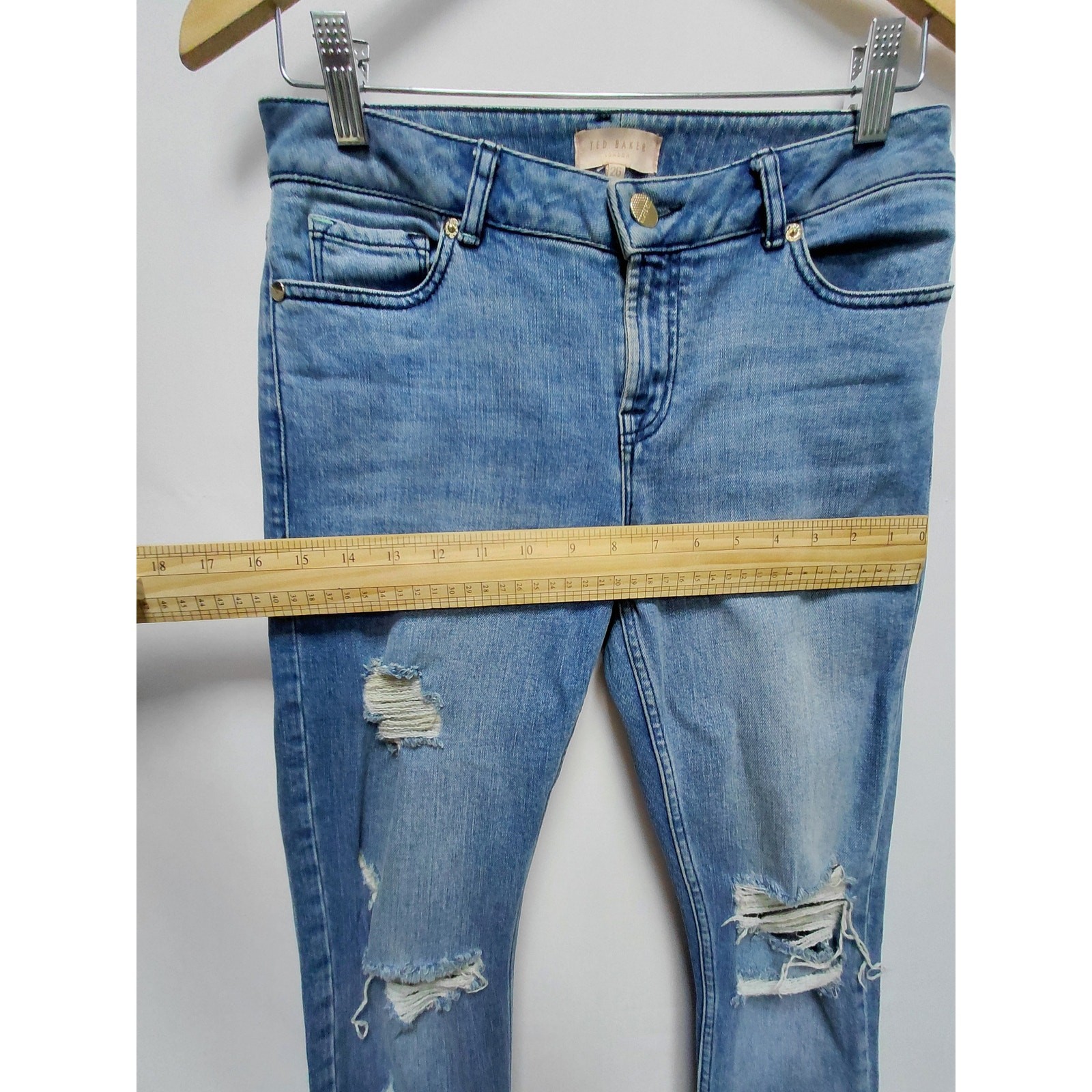 Ted Baker London Distressed Blue Jeans Mid (10-12 in) Skinny Denim Women Size 26