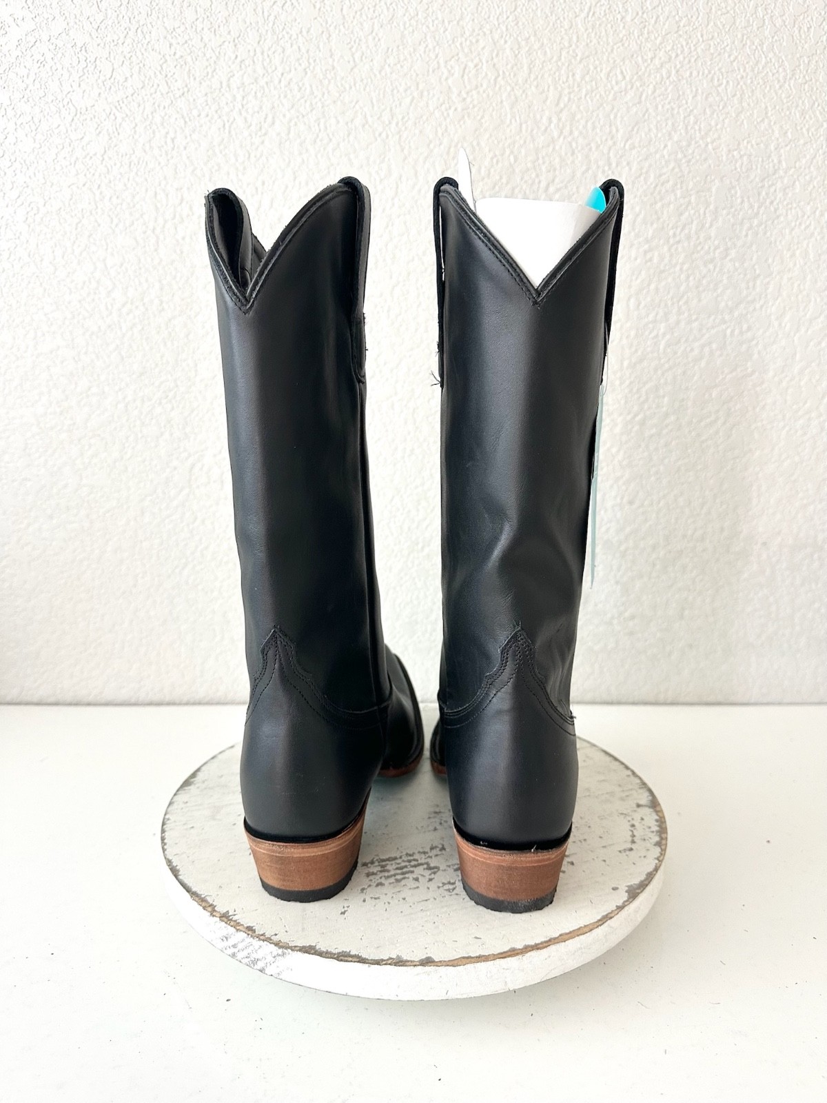 Lane EMMA JANE Black Cowboy Boots Western Cowgirl Mid Calf Tall Snip Toe Size 8