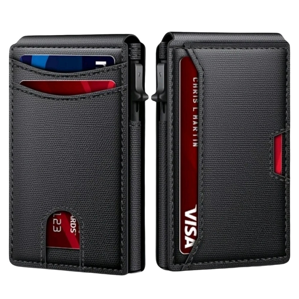 Men’s Slim PopUp Bifold Carbon Fiber Wallet, RFID Blocking, Money Clip, Men Gift