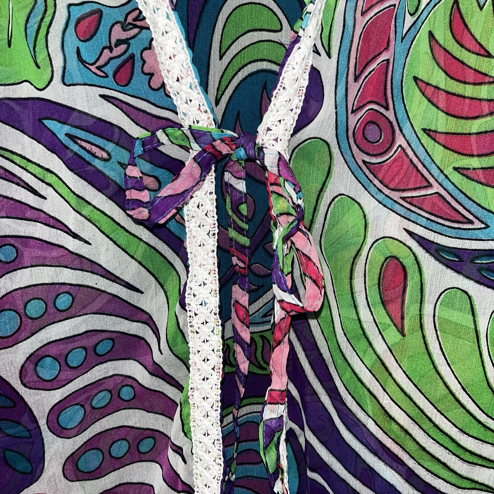 VTG Y2K Bearfoot Attitude XL Cardigan Paisley Floral Swirl Patterns Embroidered