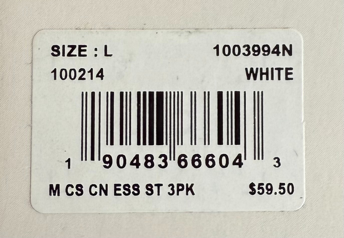 Tommy John 1003994N Crew Neck 3 Pk Cool Cotton Stretch White Shirt (New in Box)