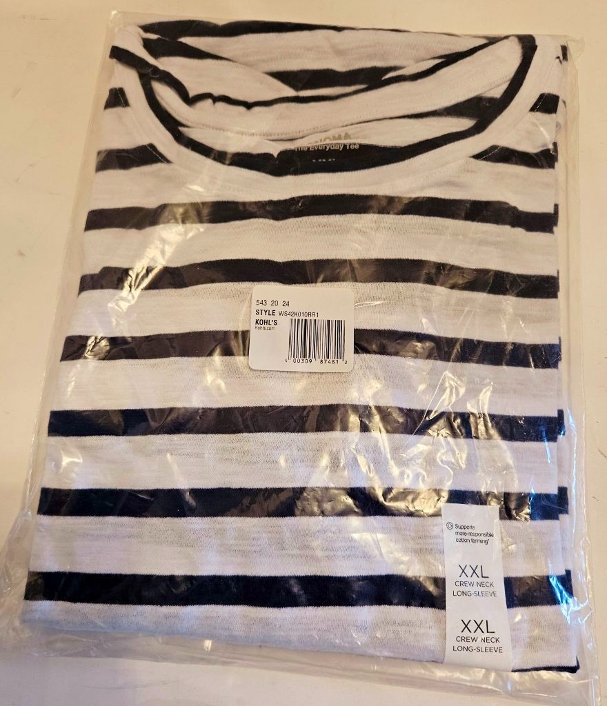 Sonoma Women’s The Everyday Tee Shirt~ Sz XXL ~ Saltspray Blue Stripe~NWT
