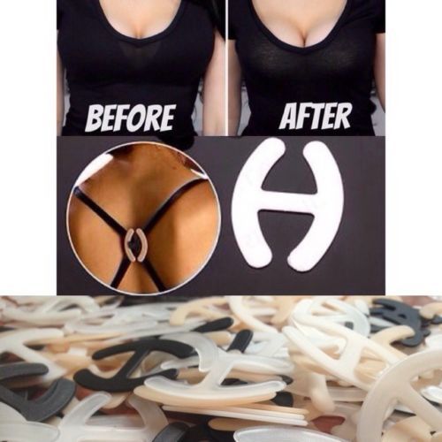 NeW As Seen on TV The Strap Clip Cleavage Control Bra Clips 3 Black White Clear!