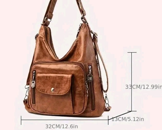 Lot’s Of Pockets Brown Faux Leather Large Purse ,roomy Stylish All Seasons