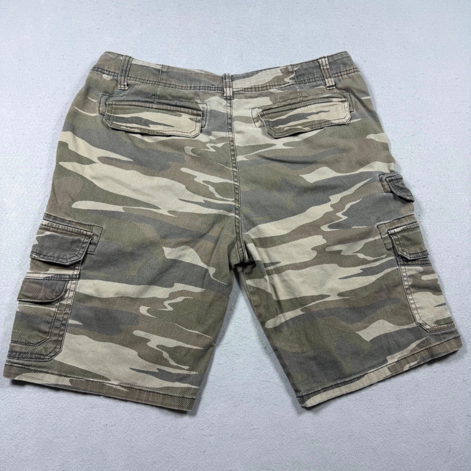 Iron Co Mens Camo Cargo Shorts Green Tan Camouflage Size 34 Casual Outdoor