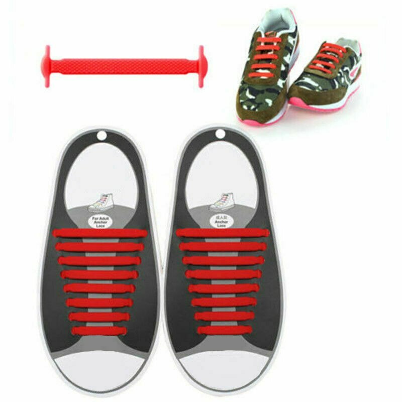 16Pcs Easy No Tie Shoelaces Elastic Flat Lazy Silicone Shoe Lace Strings Adult