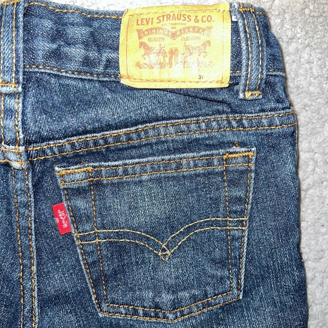 VTG Levi’s Shorts Toddler Sz 3T Blue Denim Batwing Adjustable Waistband Jorts