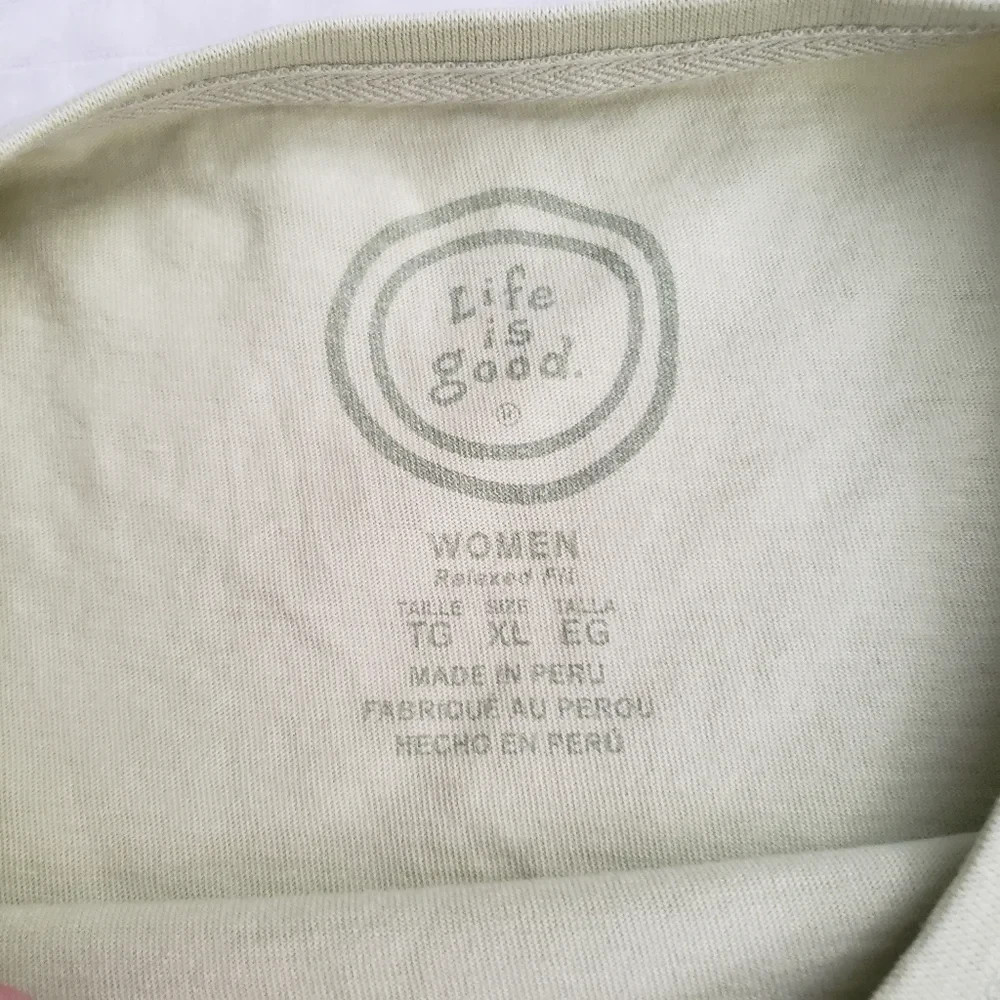 Life is Good Relaxed Fit Green T-Shirt XL circle logo